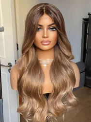 Honey Caramel Blonde Synthetic Wig Mix Brown Blonde Lace Front Wig Hight Density For Women Daily Party Use Wigs