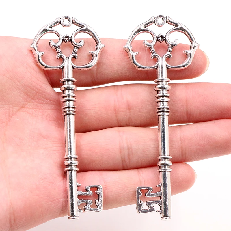 83x31mm 2pcs Bronze Green Gold Colors Antique silver color Plated Key Handmade Charms Pendant:DIY for bracelet necklace