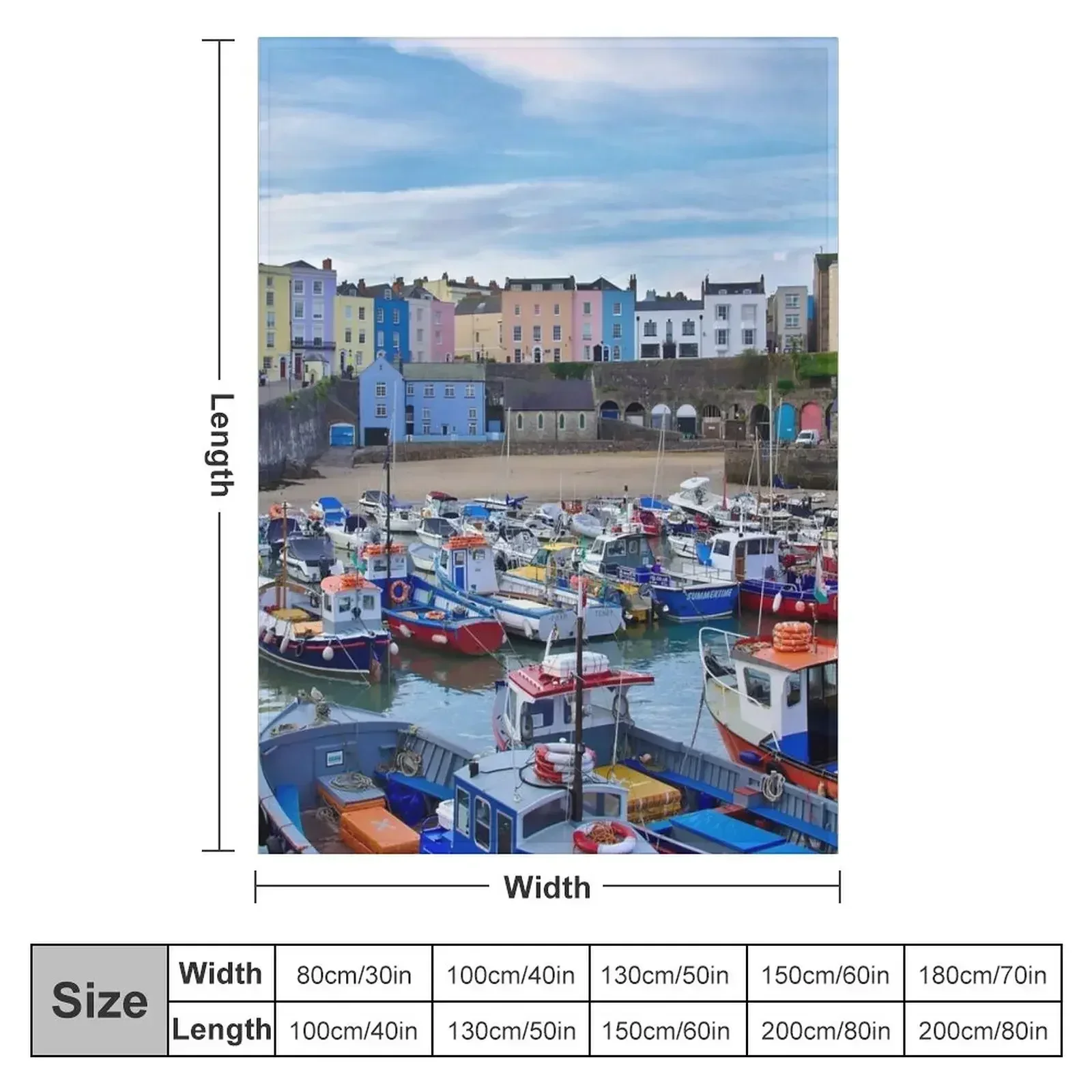 New Tenby Harbour Morning Colours Throw Blanket couch cozy soft plush fuzzy picnic outdoor blanket