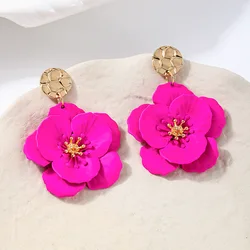 Earrings For Women Metal Big Flower Five-petaled Flower Ear Accessories Party Gift OL Fashion Jewelry BE498