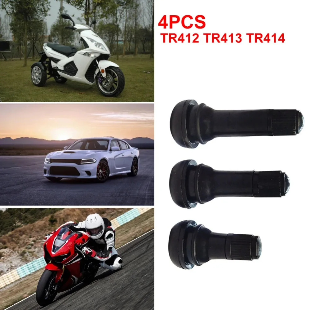 4Pcs TR412/TR413/TR414 Tubeless Tyre Valve Black Snap-in Car Vacuum Tire Valve Rubber Aluminium Alloy Tire Stem Caps