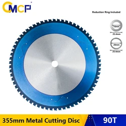 CMCP-disco de corte de Metal, 355x25,4mm, 90T, hoja de sierra Circular para cortar aluminio, hierro, acero, carburo, herramientas de corte de Metal