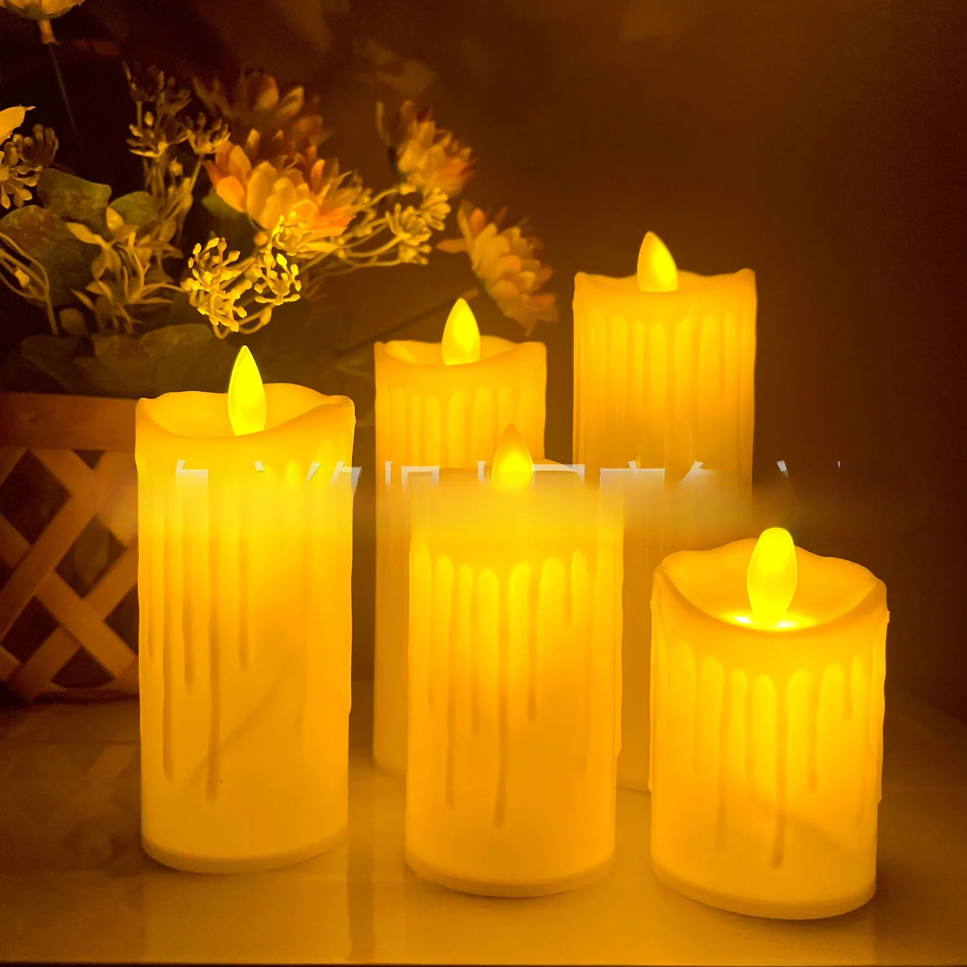 High Quality Novelty Tear Paraffin Wax Flickering LED Candles with Remote Votive Candle Religious Activities LED Bougie Candles