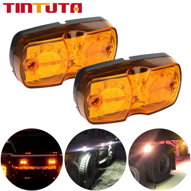 2pcs Car Truck Side Marker Lights Warning Tail Lamp 12V 24V LED Auto Car External Lights Signal Indicator Lamp Truck Accessories