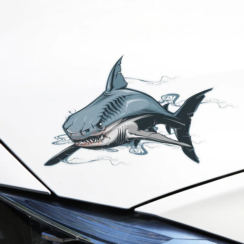 Popular New Realistic Animal Horror Shark Bear Covering Scratch Sticker Transparent Corner Shark Car Sticker Stickers Aesthetic