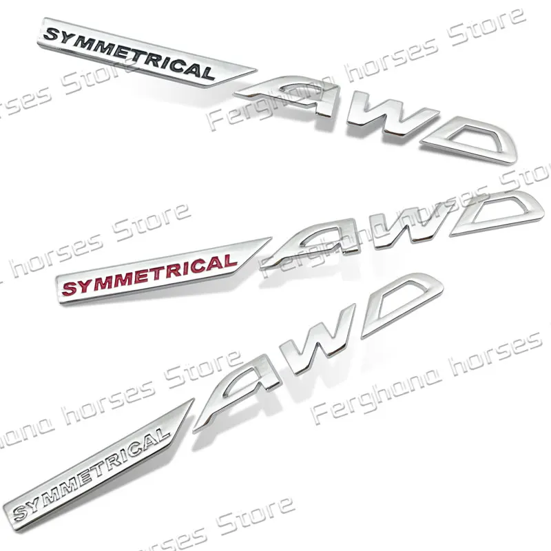 3D Car Styling Chrome Metal Sticker SYMMETRICAL AWD Logo Tail  Emblem Rear Decal For Subaru Outback Forester Impreza XV WRX BRZ