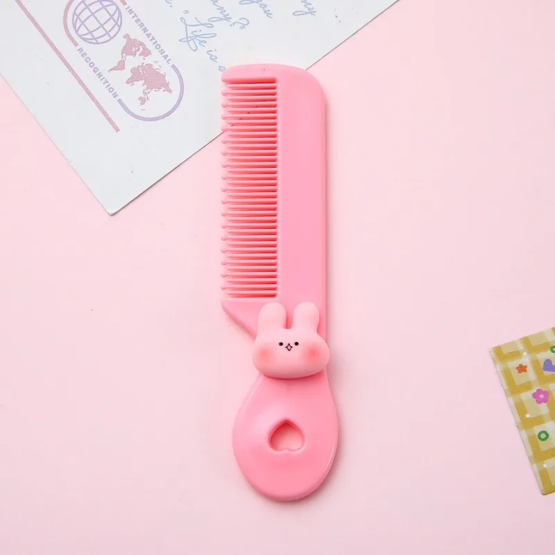 1pcs Cute and Safe Mini Cartoon Plastic Hair Brush - Portable and Convenient Small Hair Comb in Candy Colors