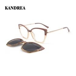 KANDREA Cateye Fashion New Style Clip On Polarized Sunglasses Vintage Brand Design Sun Glasses Myopia Eyeglasses Frame H806