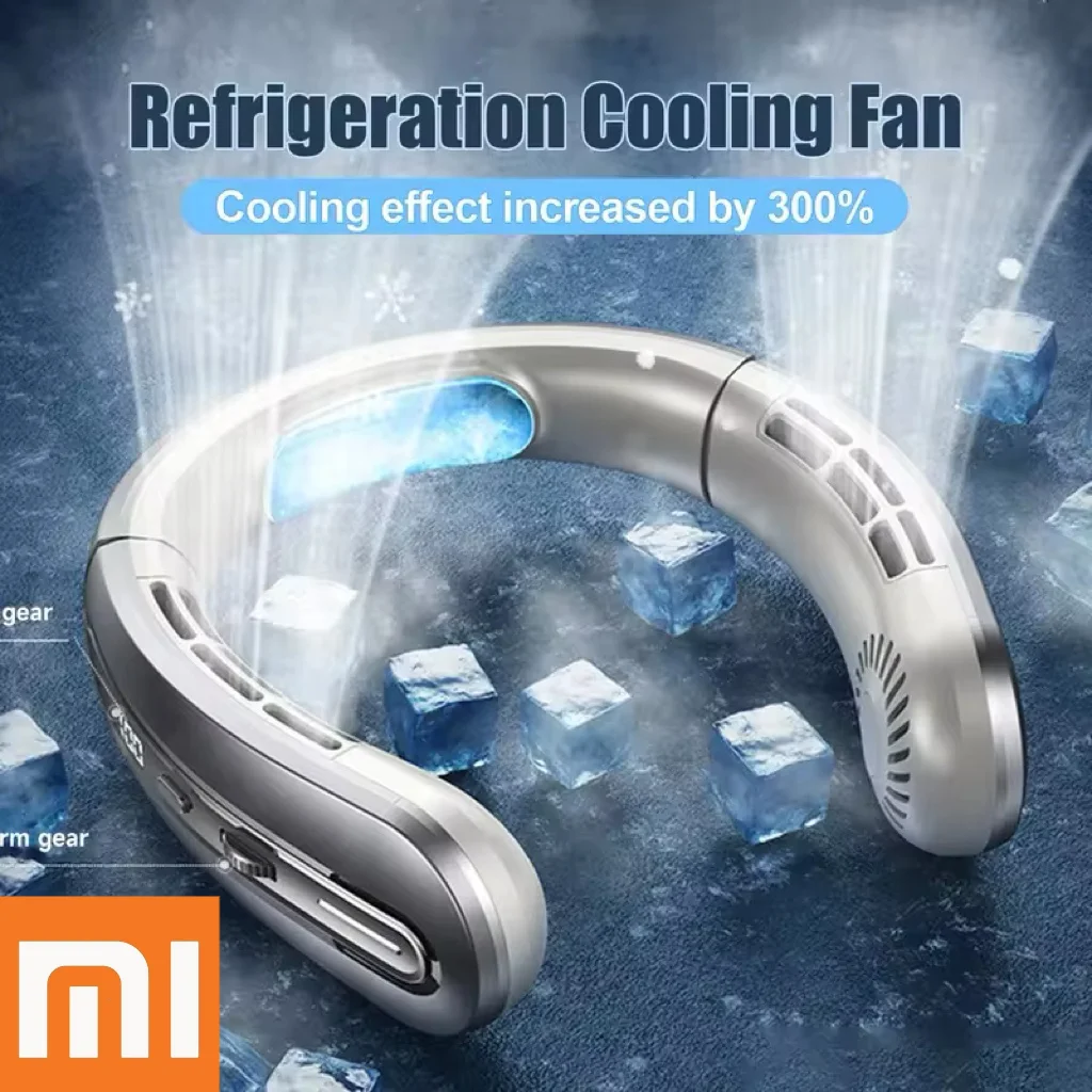 Xiaomi Portable Mini Hanging Neck Fan Display digitale Power Fan Neckband Air Cooler ventole ricaricabili USB strumento di raffreddamento estate