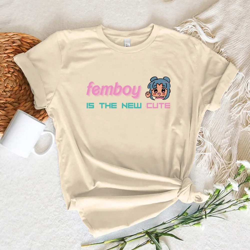 Femboy top women Japanese graphic summer t shirt girl Japanese funny y2k clothing