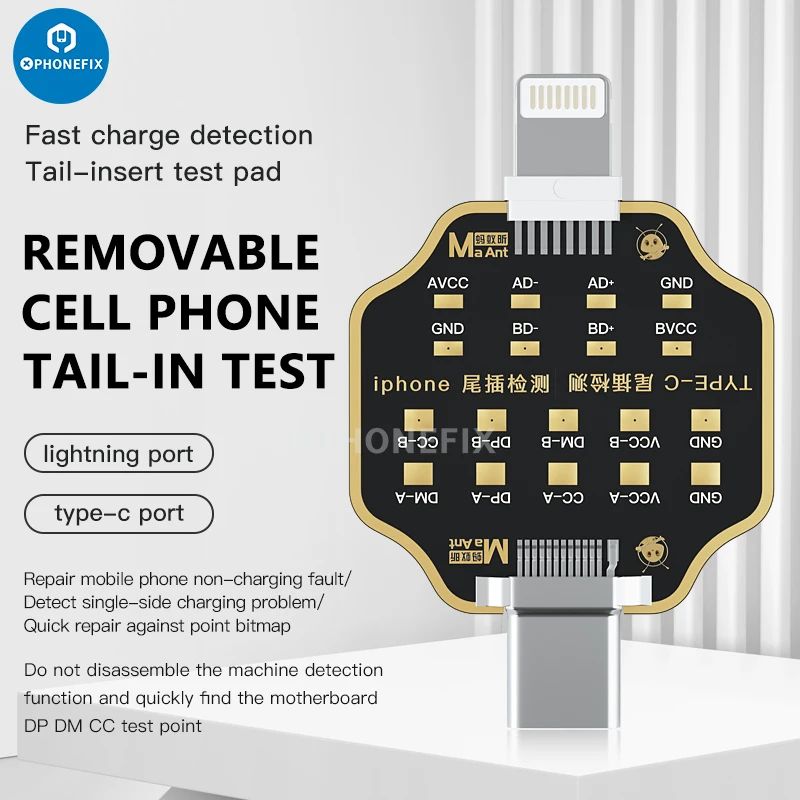 MaAnt Non-removal Phone Tail Plug Test Board Mechanic T-824 High Precision Digital Tail Insertion Tester For iPhone Huawei iPad