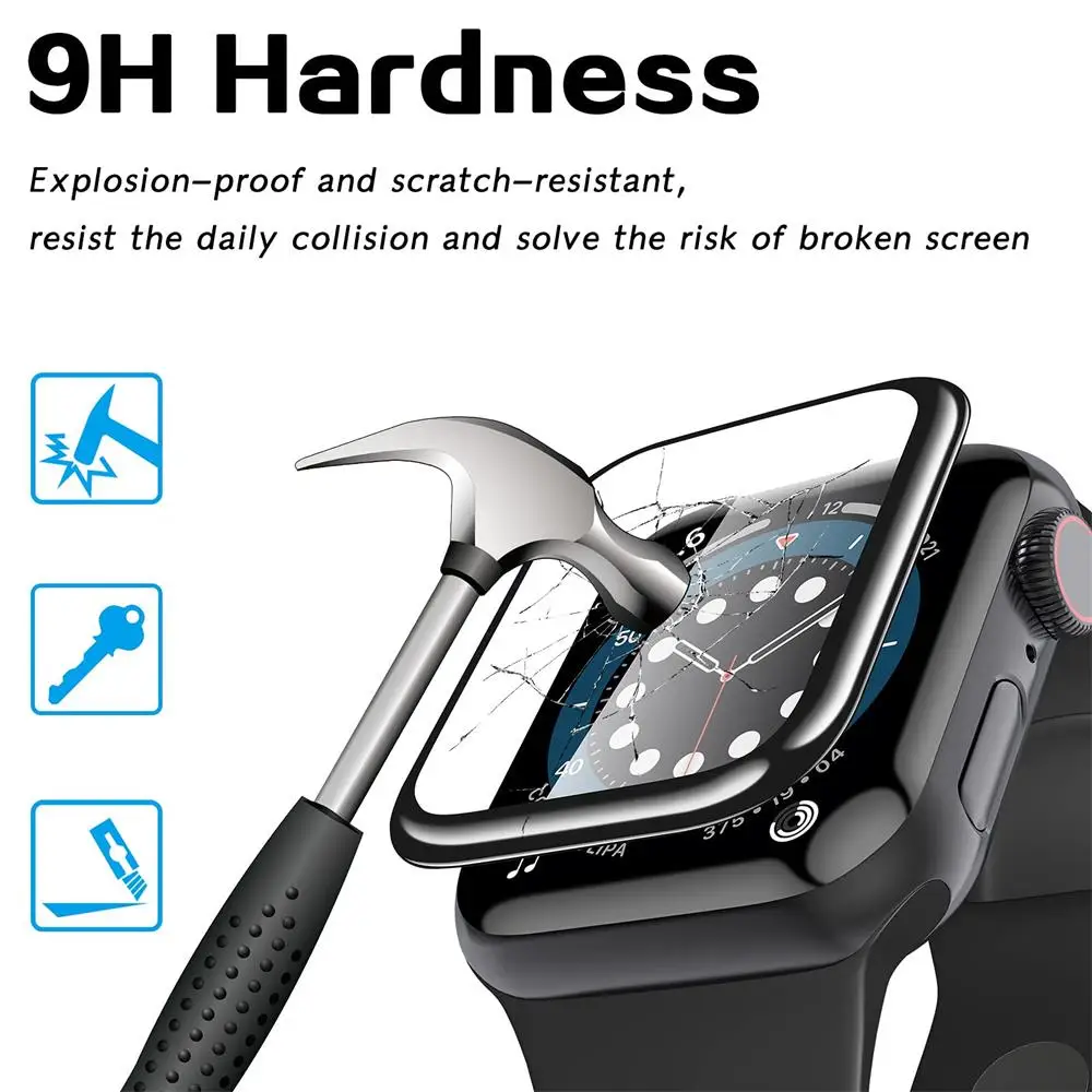 Protector de pantalla para Apple Watch serie 10, 46mm, 42mm, accesorios de vidrio suave 9D HD, película completa iWatch 10, 46mm, 42mm