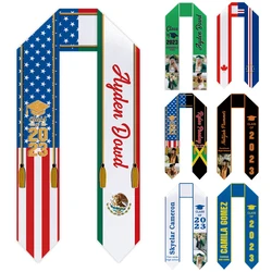 Custom Stoles for Graduation 2024 Congratulation Gifts, Personalized Country Flags Photo Sash, We are Proud of You