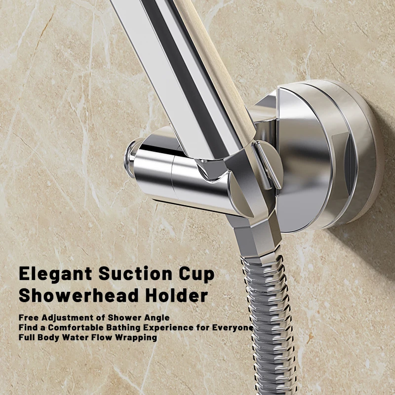 New Shower Holder 360°Adjustable Self-adhesive Shower Head Stand Bracket, Suction Cup Shower Head Holder Bathroom Accessories