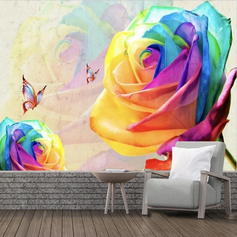 Modern Minimalist Hand-Drawn Fresh Flower And Butterfly Watercolor Country-Style Bedroom Poster Flower Shop Background Wall