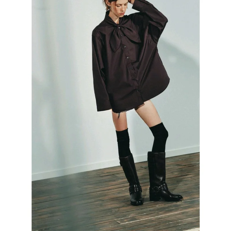 Automne nouveauté femmes tapis Sle longue Sve écharpe Ne irt plissé décoration décontracté coupe ample Polyester irt