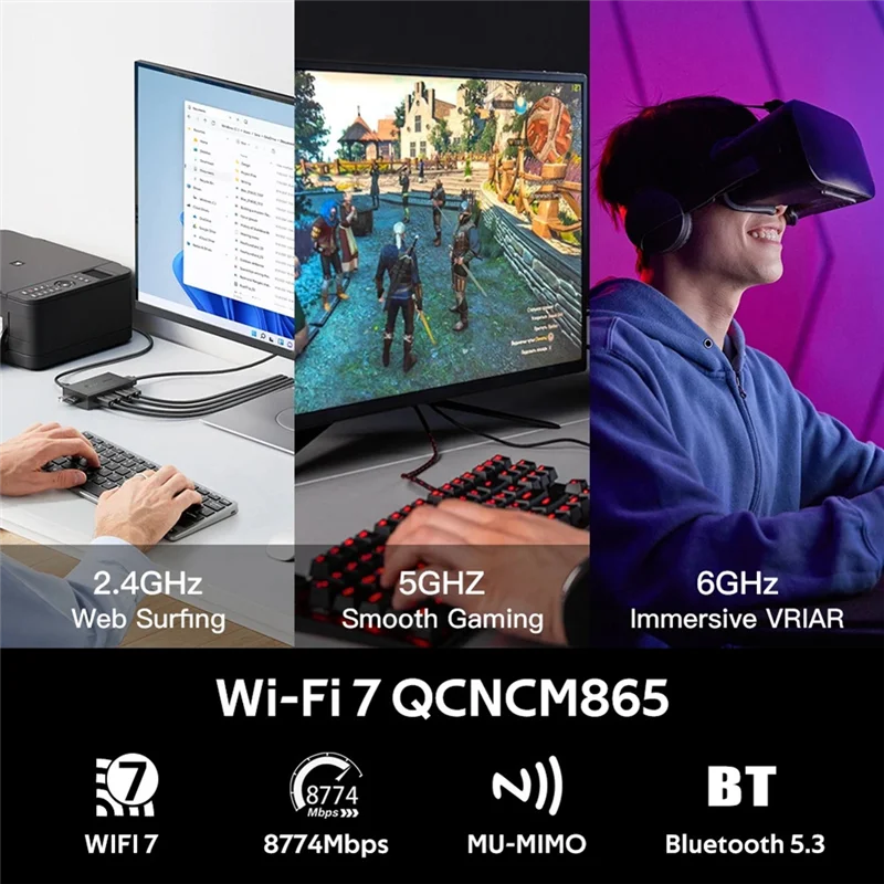 

WI-FI 7 QCNCM865 PCIE Wi-Fi адаптер Wi-Fi 7 адаптер беспроводной сетевой карты 5,8 Гбит/с трехдиапазонная беспроводная карта