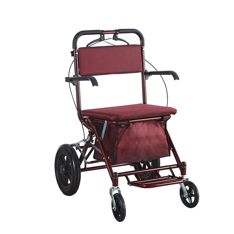 Shopping cart for the elderly big wheel scooter, hand-push, four-wheel folding chair for the elderly portable moped.