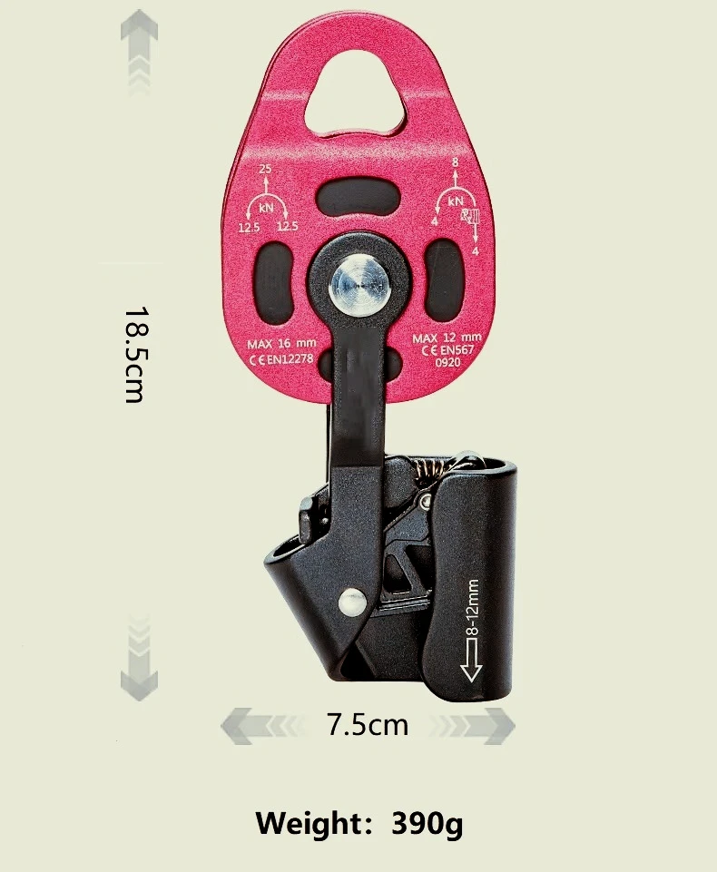 Climbing Self-locking Ascender Pulley, Load-bearing Lifting Pulley with Automatic Locking Function