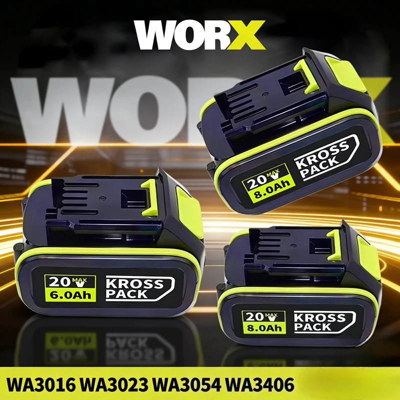 

WORX 20V 6.0Ah 8.0Ah 5pin Li-ion Battery Replacement WA3016 WA3023 WA3027 Rechargeable Battery For WORX Cordless Power Tools