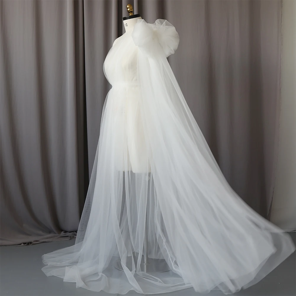 فستان حمل بكتف واحد لالتقاط الصور من التول المتدفق بفيونكة بيضاء طويلة فساتين للنساء الحوامل استوديو التصوير