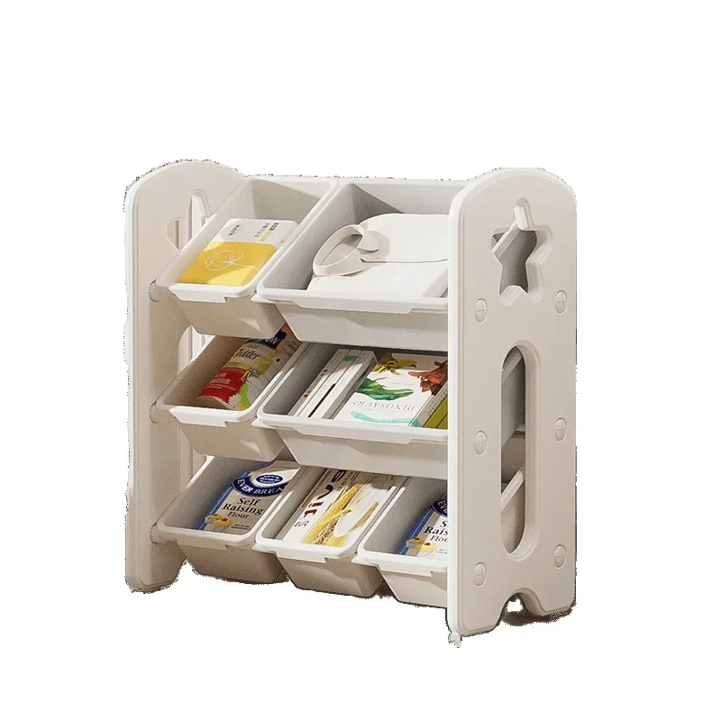 Nordic children's shelves | Family  storage racks | Multi-layer grid classification and sorting of warm living room storage