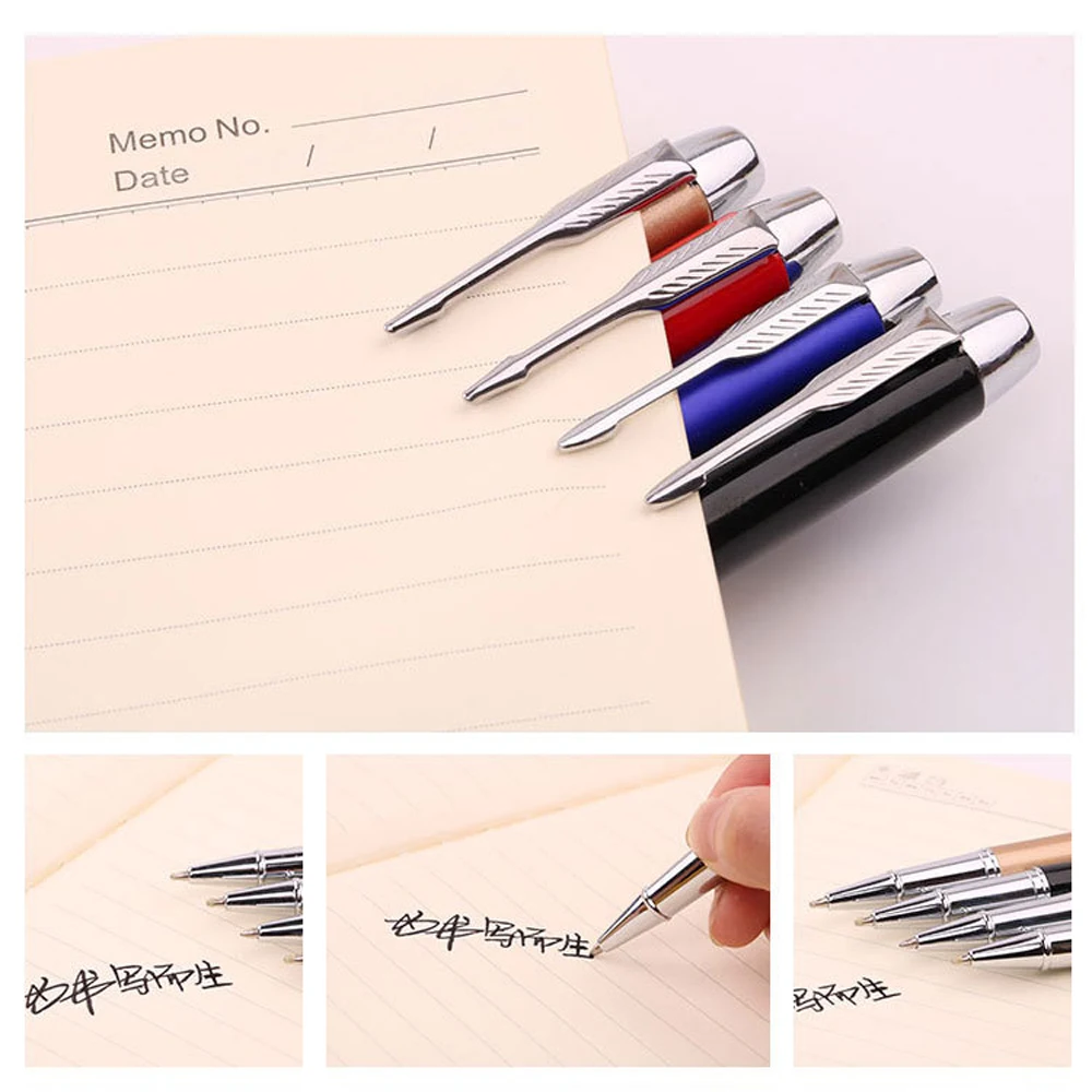1 + 4 Stücke Büro Schule Kugelschreiber Metallstift Luxus Metall Gelstifte & Minen Set Geschenk 0,5mm Blau Schwarz Tintenroller – Detail 4