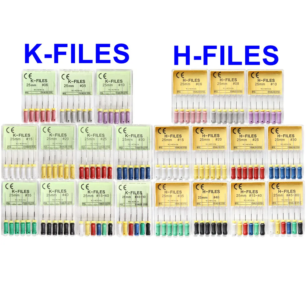 21/25/31mm 015-040 Dental H-FILES K-FILES K-REAMERS Tapered Finger SPREADERS SSt Dentistry Endodontic Root Canal File Hand Use