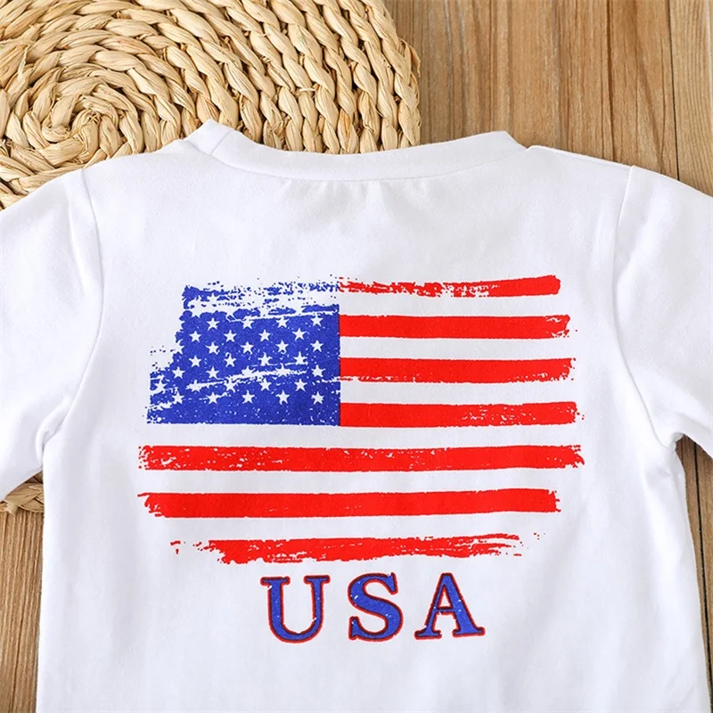 

Toddler Boys Independence Day Clothing Patriotic American Flag Print Tee Shorts Set for 4th of July Celebrations