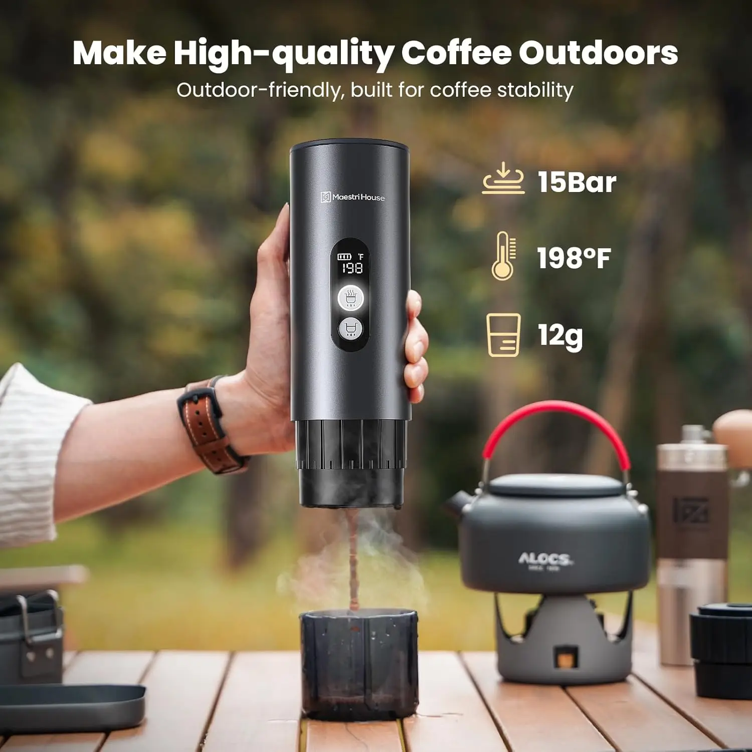 House 150W Espresso Maker with 2-3 Min Fast Self-Heating, Portable Travel Espresso Coffee Machine with Small Tea Cup Als