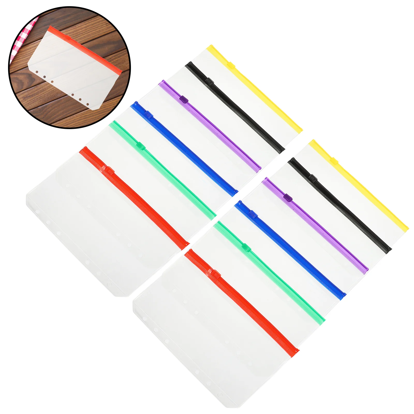 12 Pcs Transparent Bag Notebook Storage Document Pvc Zip Loose Leaf Sleeve Notepad Colorful Binder Pouch Pocket Decorative