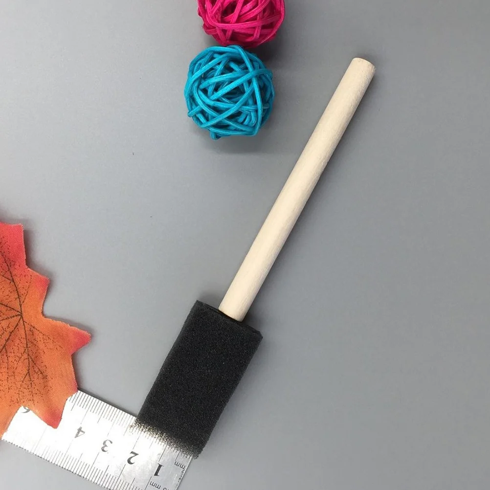 

24pcs 1 Inch Paint Brush Set Poly Foam Wood Handle For Acrylic Stain Varnish Craft Hobby Disposable Art Drawing Tools