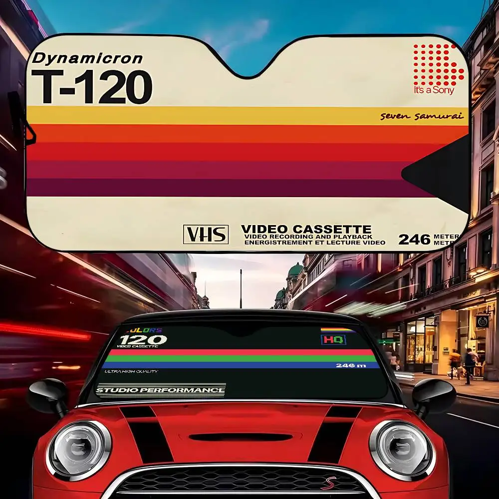 

VHS Logo Car Sunshade Window Sunshade Sunblock Front Windshield Hood Interior Front Baffle Double Ring Sunshade