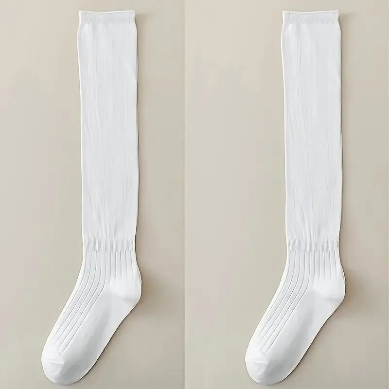 1/5 Paar elegante gerippte Damen einfarbige Wadensocken weich bequem modisch Frühling Herbst Freizeitstiefel Stapelsocken – Detail 10
