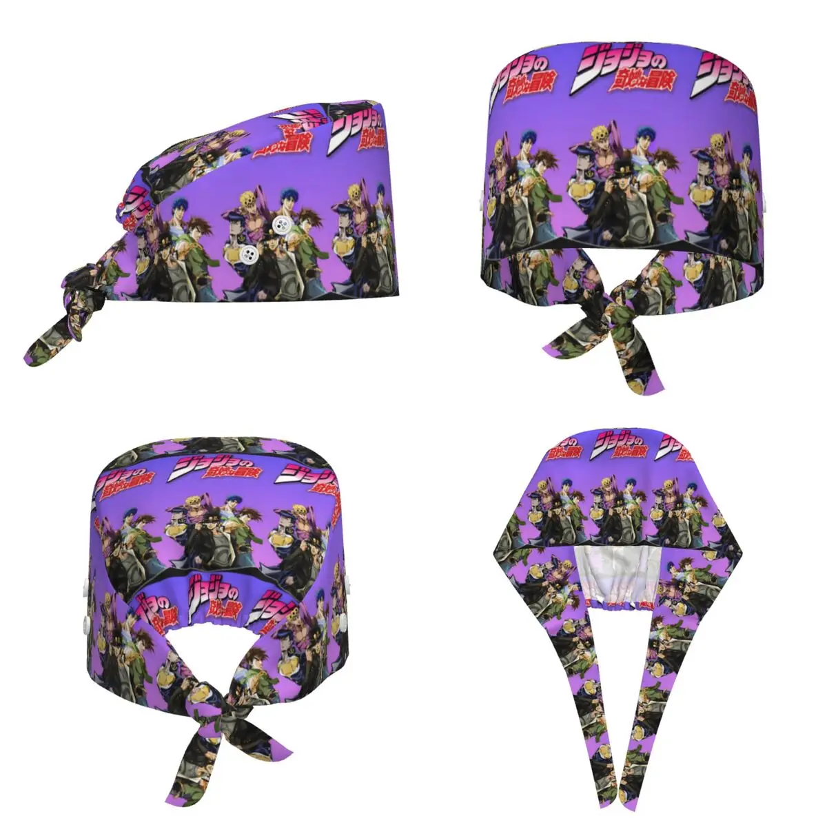 Jojo Bizarre Adventure Anime Cartoon Scrub Hat Doctor Working Surgical Cap Men Women Adjustable Nursing Caps for Dentist