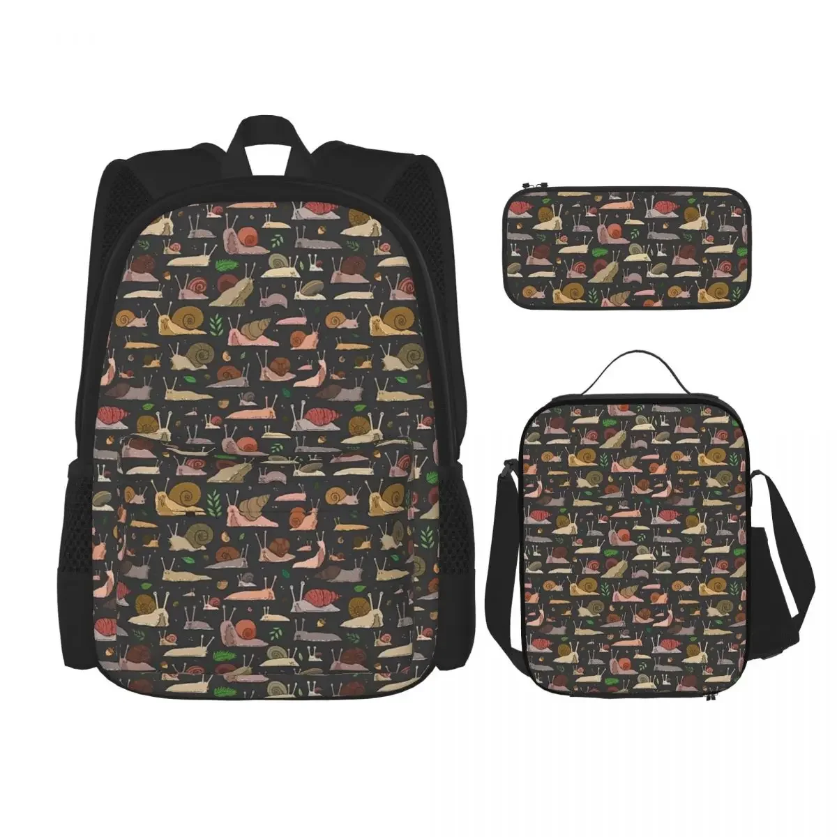 

Snails And Slugs Backpacks Boys Girls Bookbag Children School Bags Cartoon Kids Rucksack Lunch Bag Pen Bag Three-Piece Set