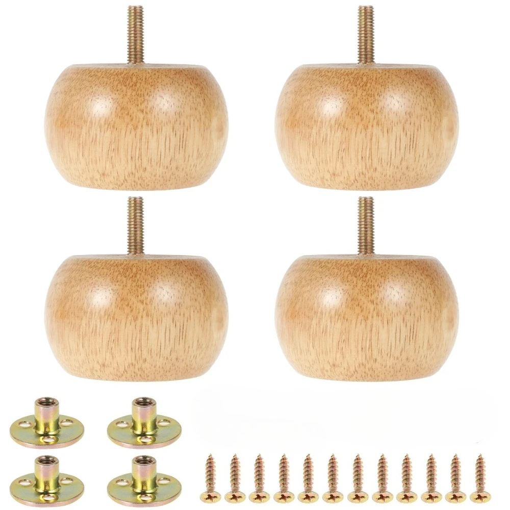 4pcs Furniture Legs, Round Table Legs, Non Sliding Chair Legs with DIY Sofa Feet, TV Cabinet Feet, Wooden Support Feet