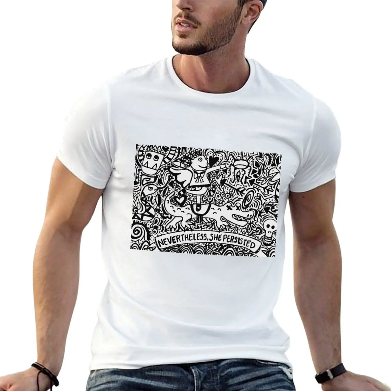 T-shirt décontracté à manches courtes pour les vacances, modèle « Malgré tout, elle persista »