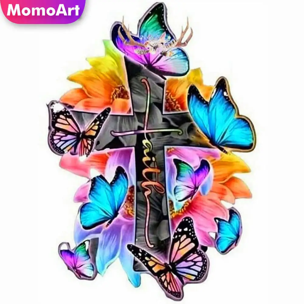 

Momoart Butterfly Partial Bead Embroidery Animal New Collection DIY 11CT Cross Stitch Letter Needlework Handmade Hobby
