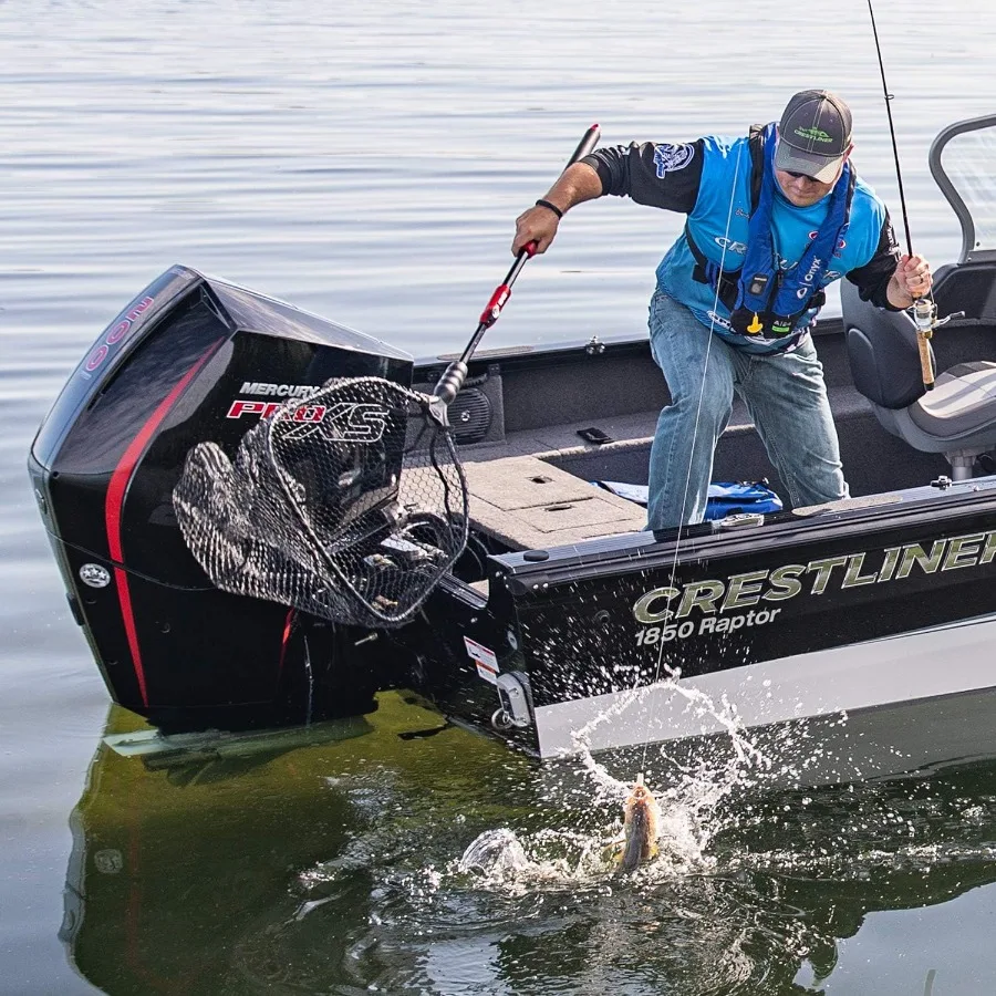 شبكة صيد السمك المنزلق S2 أداة صيد السمك النهائية مع مقبض تصغير لصيد الأسماك في المياه المالحة والمياه العذبة بطول قابل للتعديل من 29 إلى #6