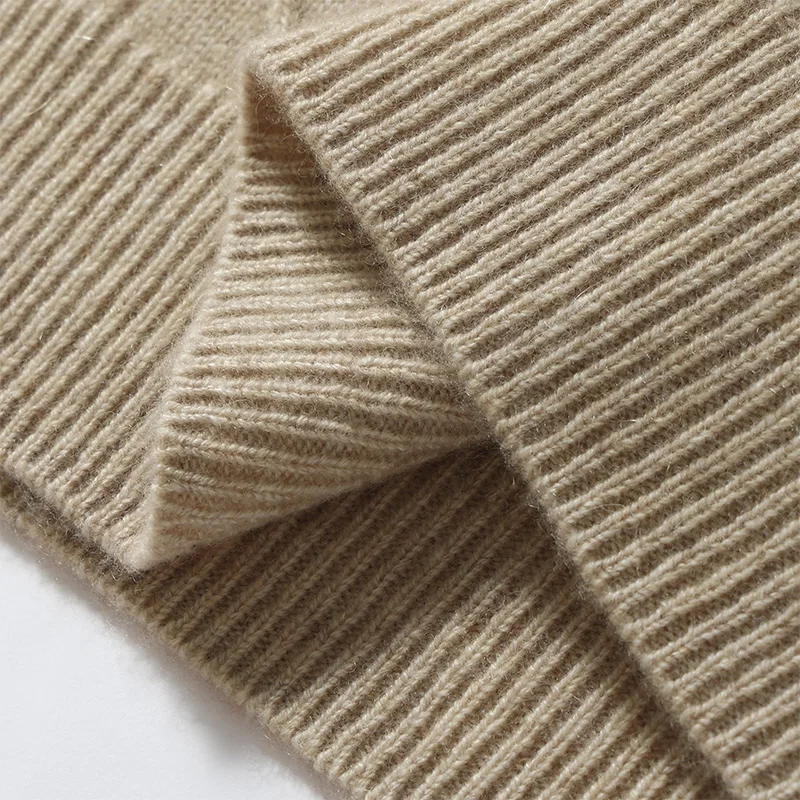 เสื้อสเวตเตอร์ขนแพะแคชเมียร์แท้ 100% สำหรับผู้ชาย ฤดูใบไม้ร่วง-ฤดูหนาว ผ้าขนสัตว์หนานุ่ม อุ่นสบาย คอทรงโอ ไซส์ใหญ่ แบบพื้นฐาน สวมใส่สบาย