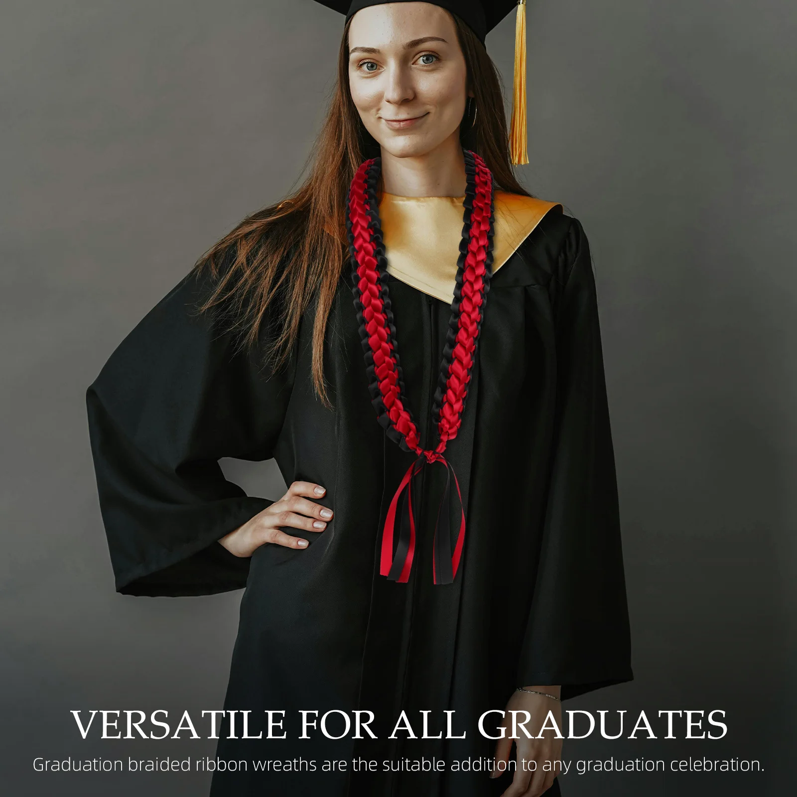 شريط التخرج ليس منسوج يدويًا من البوليستر المضفر إكليل الرقبة لملحقات حفلات التخرج في المدرسة الثانوية #3
