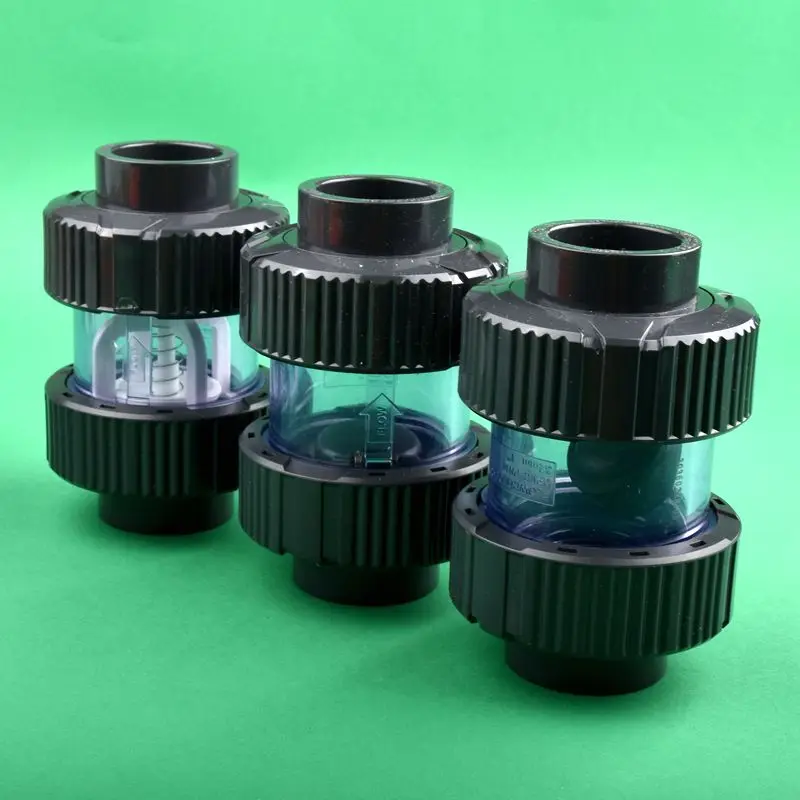 I.D 25mm 32mm Transparent Check Valve UPVC One Way Non Return Valve Pipe Fitting Water Connector For Garden Irrigation Aquarium