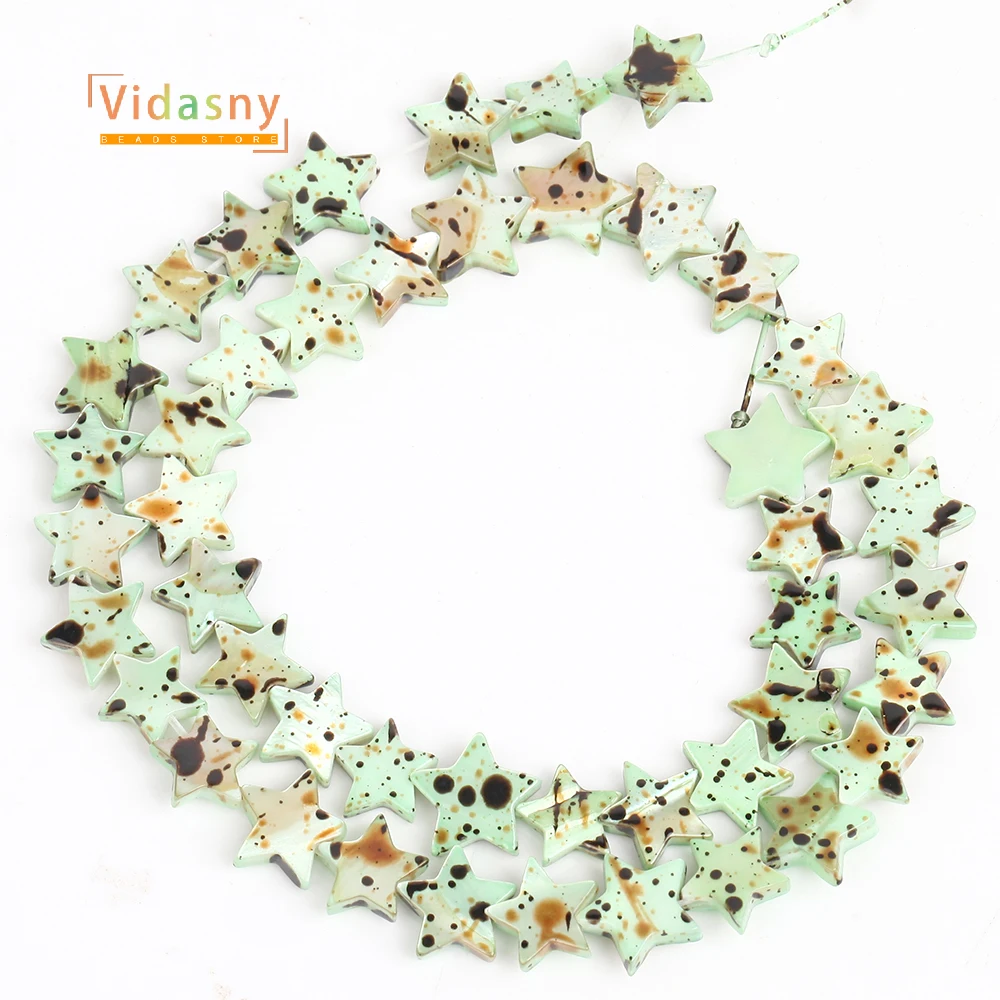 10mm Natural Shell Beads Green Pentagram Shell Beads For Jewelry Making Diy Necklace Accessories Loose Beads 15inch