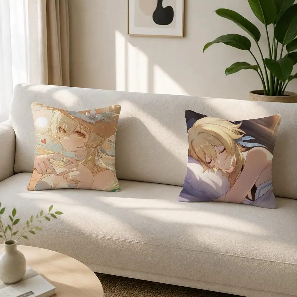 Game Character Lumine Cushion Cover Soft Plush Cushion Covers Fluffy Throw Pillow Cases for Sofa Bedroom Home Decor