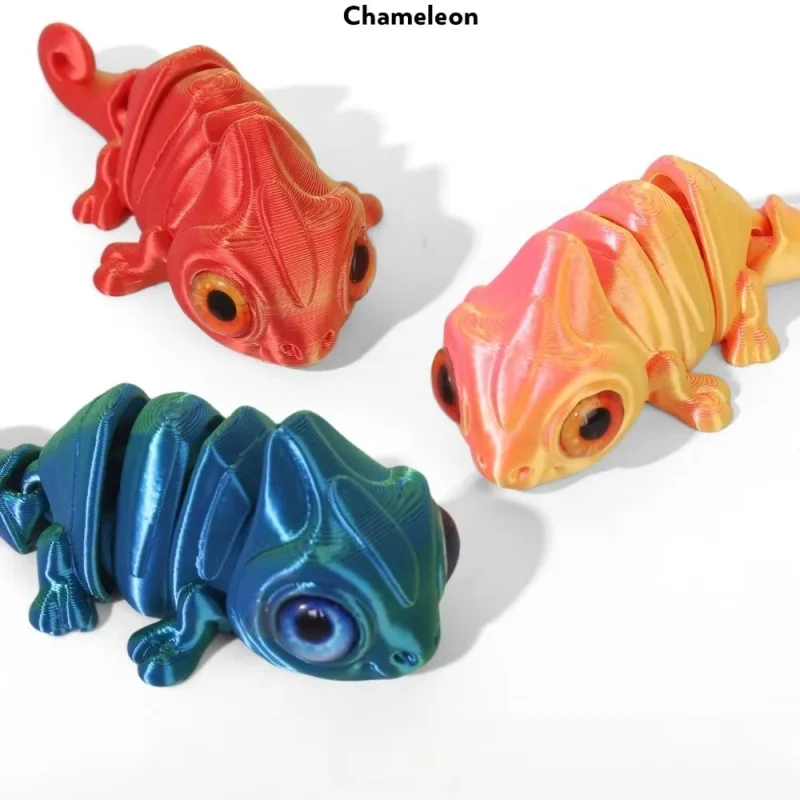 3D Printing Chameleon Figurines Multi-joint Movable Home Tabletop Crafts Kids Gift Living Room Decor Home Accessories