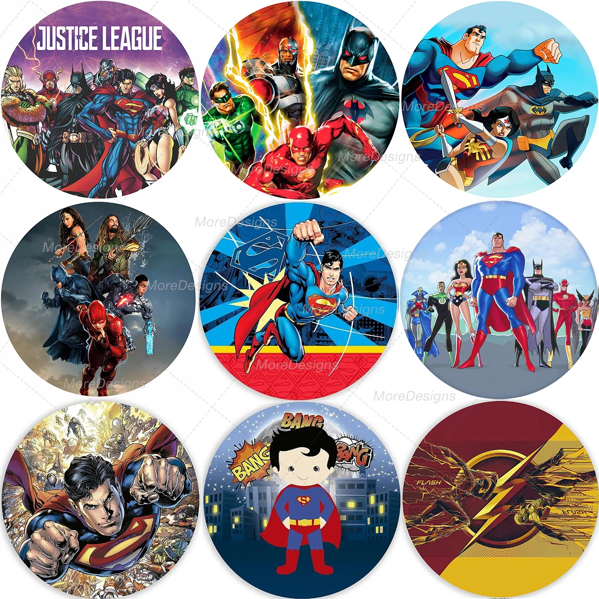 Dc Superheros Photo Backdrop Kids Boys Birthday Party Superman Batman Wonderwoman Round Covers Fabric Photography Background