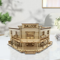 OUZEY Wild West Saloon 3D Wooden Puzzles Wooden Christmas Wooden Model Kits Build Best Gifts for Kids Adults