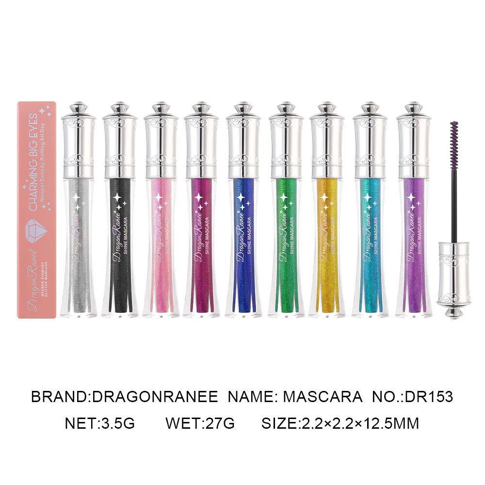 3Pcs 다이아몬드 방수 마스카라 속눈썹 컬링 글리터 실버 펄 글로시 마스카라 아이 래쉬 화장품 시니 브러쉬 젤