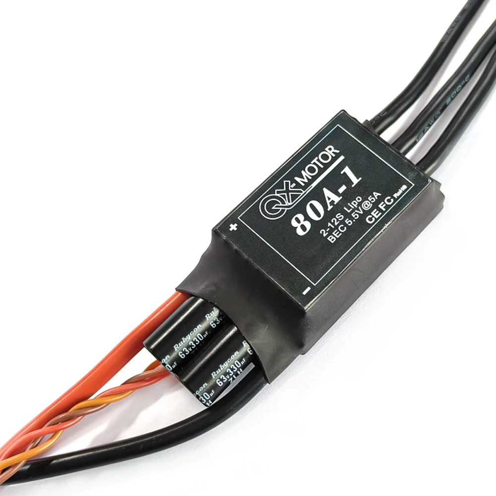 

QX-MOTOR 80A Brushless ESC 2-12S Lipo with BEC 80A-1 32-bit ARM processor for 80mm EDF RC Multirotor Airplane FPV Drone Parts